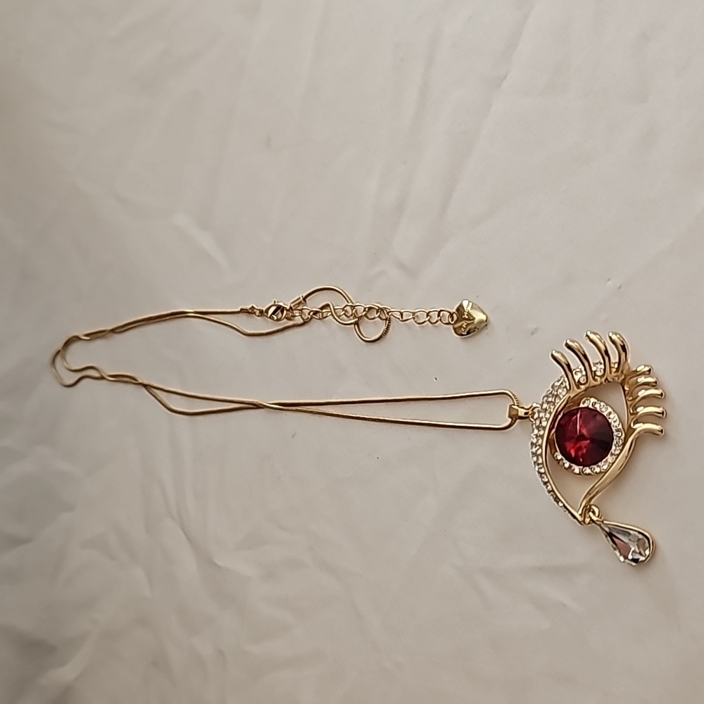 Crystal Tear Drop Evil Eye Statement Necklace - Picture 11 of 17